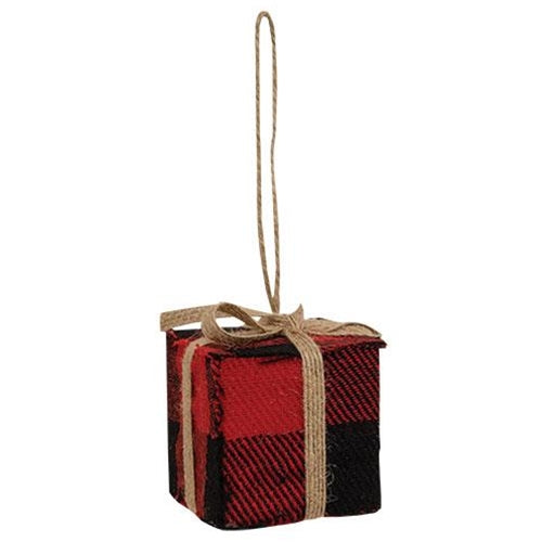 Red & Black Buffalo Plaid Gift Box Ornament Small (Pack of 4)