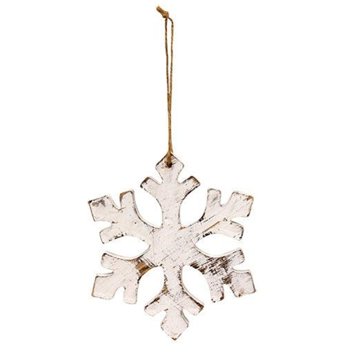 Distressed Wooden Snowflake Ornament  (Pack of 4)