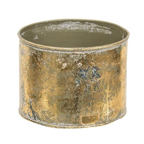 Distressed Gold Round Bucket  (Pack of 4)