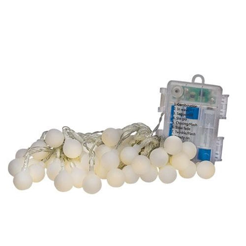White Ball Berry LED String LIghts 40ct