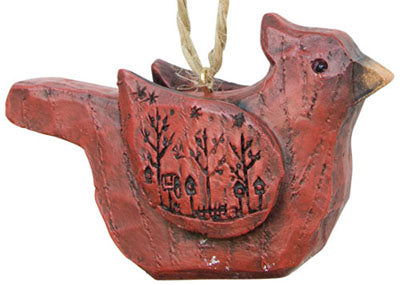 Carved Cardinal Ornament  (Pack of 4)