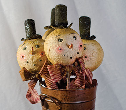 Rustic Cotton Snowman Pick (Pack of 2)