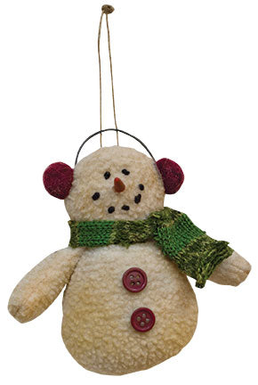 Snowman Rustic Plush Orn (Pack of 4)