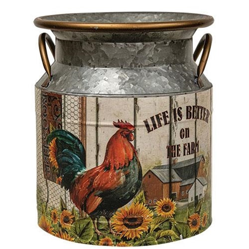 Galvanized Rooster Milk Can