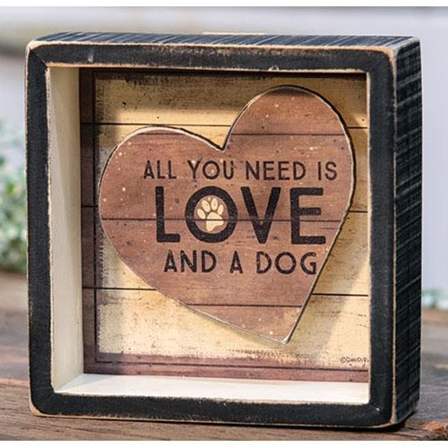 Love and a Dog Shadowbox (Pack of 2)