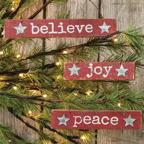 3/Set Joy Peace Believe Ornaments (Pack of 4)