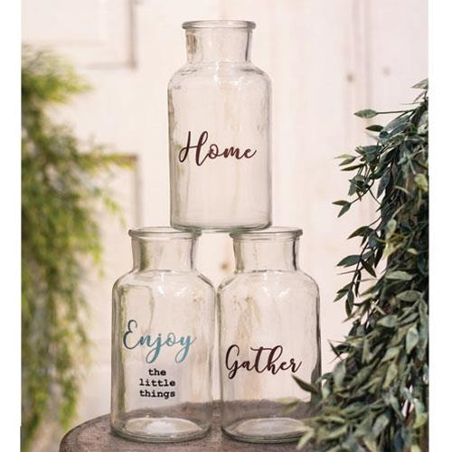 Enjoy The Little Things Glass Bottle 3 asstd.  (Pack of 4)