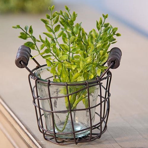 Metal Wire Basket with Glass Jar - 4