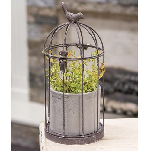 Wire Birdcage with Cement Pot (Pack of 2)