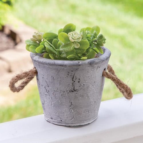 Small Cement Planter With Jute Handles (Pack of 4)