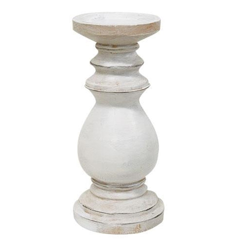 Medium White Resin Candlestick