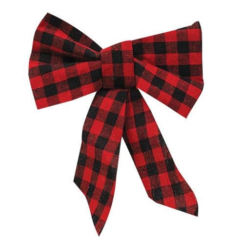 Red & Black Plaid Bow Ornament (Pack of 4)