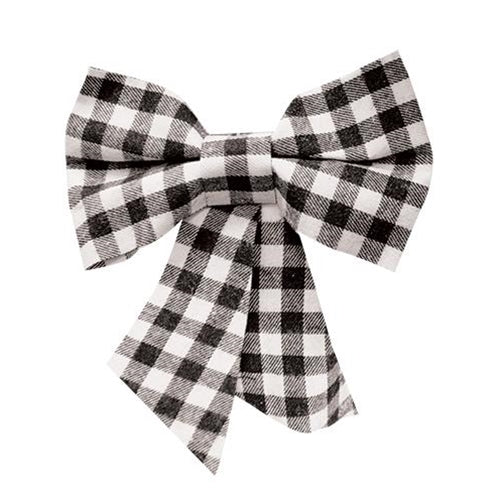 Black & White Plaid Bow Ornament (Pack of 4)