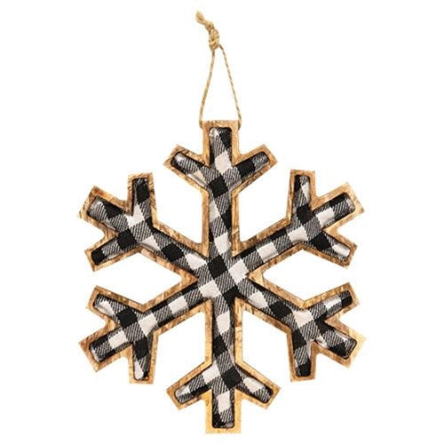 Black & White Plaid Snowflake Ornament Large (Pack of 4)