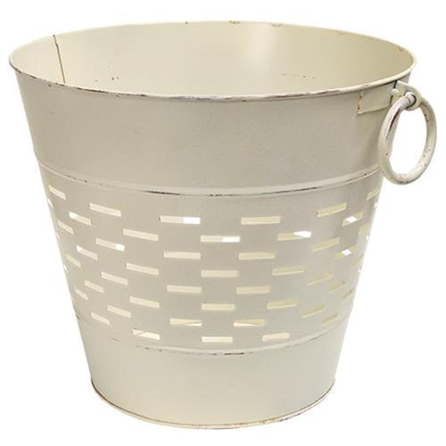 Farmhouse White Olive Bucket 12 inch