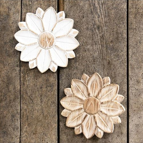 2/Set Brown & White Daisy Wood Hangers