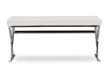 Load image into Gallery viewer, Baxton Studio Herald Modern and Contemporary Stainless Steel and White Faux Leather Upholstered Rectangle Bench
