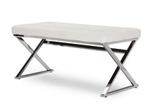 Load image into Gallery viewer, Baxton Studio Herald Modern and Contemporary Stainless Steel and White Faux Leather Upholstered Rectangle Bench
