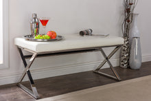 Load image into Gallery viewer, Baxton Studio Herald Modern and Contemporary Stainless Steel and White Faux Leather Upholstered Rectangle Bench
