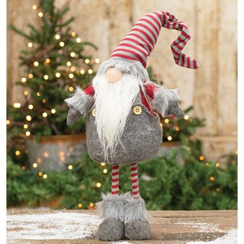 Small Standing Plush Red/Gray Gnome Santa