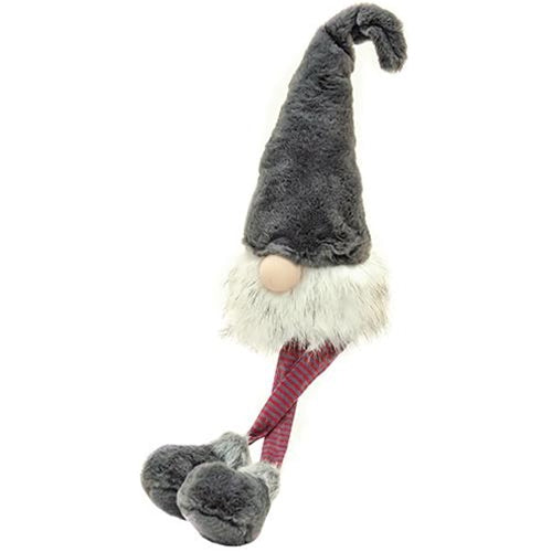 Large Dangle Leg Plush Fuzzy Gray Santa Gnome GZOE2513 By CWI Gifts