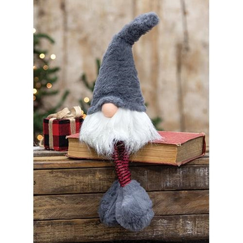 Small Dangle Leg Plush Fuzzy Gray Santa Gnome (Pack of 2)