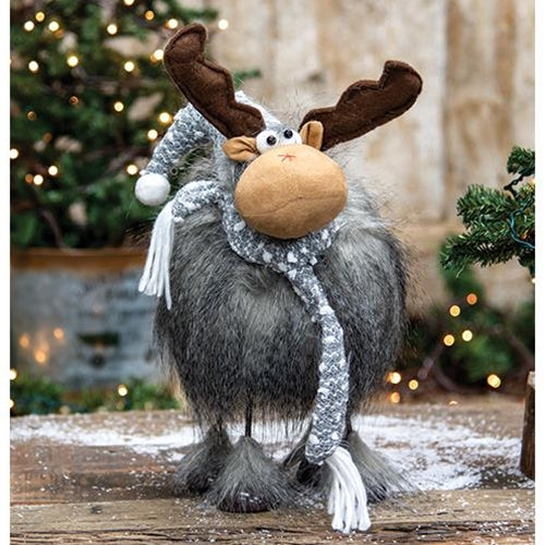 Large Plush Furry Wobble Moose w/Gray Hat