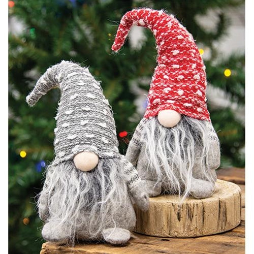 Furry Santa Gnome w/Red/Gray Hat 2 Asstd. (Pack of 2)