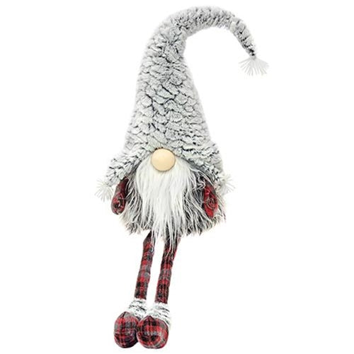 Dangle Leg Red & Gray Plaid Santa Gnome GZOE2766 By CWI Gifts