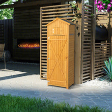 Load image into Gallery viewer, 71 Inch Tall Garden Tool Storage Cabinet with Lockable Doors and Foldable Table-Natural
