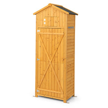 Load image into Gallery viewer, 71 Inch Tall Garden Tool Storage Cabinet with Lockable Doors and Foldable Table-Natural
