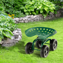 Load image into Gallery viewer, Garden Rolling Workseat with 360°Swivel Seat and Adjustable Height-Green
