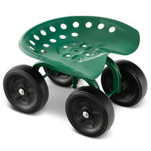 Load image into Gallery viewer, Garden Rolling Workseat with 360°Swivel Seat and Adjustable Height-Green
