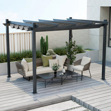 Load image into Gallery viewer, 10 x 12 Feet Outdoor Aluminum Retractable Pergola Canopy Shelter Grape Trellis-Gray
