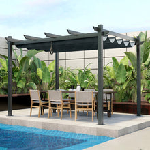 Load image into Gallery viewer, 10 x 12 Feet Outdoor Aluminum Retractable Pergola Canopy Shelter Grape Trellis-Gray

