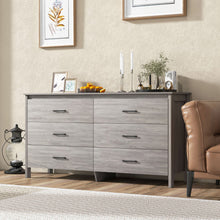 Load image into Gallery viewer, 6-Drawer Wide Dresser Chest with Center Support and Anti-tip Kit-Gray
