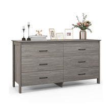 Load image into Gallery viewer, 6-Drawer Wide Dresser Chest with Center Support and Anti-tip Kit-Gray
