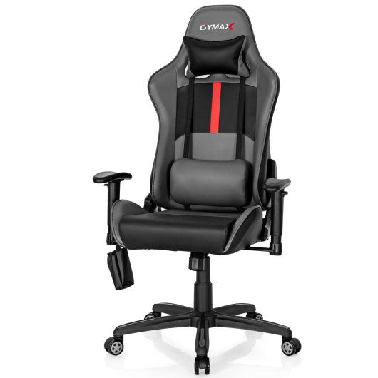 Adjustable Swivel Massage Gaming Chair with 2 Bluetooth Speakers-Gray