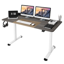 Load image into Gallery viewer, 55 Inch Electric Height Adjustable Office Desk with Hook-Gray
