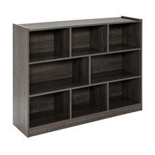 Load image into Gallery viewer, 3-Tier Open Bookcase 8-Cube Floor Standing Storage Shelves Display Cabinet-Gray
