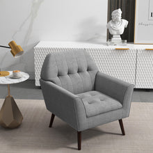 Load image into Gallery viewer, Modern Tufted Fabric Accent Chair with Rubber Wood Legs-Gray
