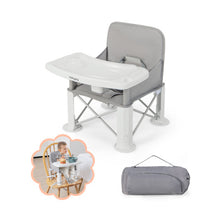 Load image into Gallery viewer, Portable Baby Booster Seat with Straps and Double Tray-Gray
