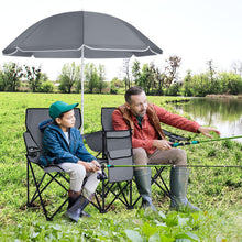 Load image into Gallery viewer, Portable Folding Picnic Double Chair With Umbrella-Gray
