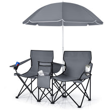 Load image into Gallery viewer, Portable Folding Picnic Double Chair With Umbrella-Gray
