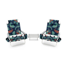 Load image into Gallery viewer, 2 Packs 5-Position Outdoor Folding Backpack Beach Table Chair Reclining Chair Set-Green
