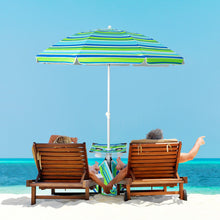 Load image into Gallery viewer, 6.5 Feet Patio Beach Umbrella with Cup Holder Table and Sandbag-Green
