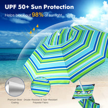 Load image into Gallery viewer, 6.5 Feet Patio Beach Umbrella with Cup Holder Table and Sandbag-Green
