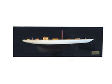 Load image into Gallery viewer, Shamrock Brown/White Painted Half-Hull Model Boat Yacht Handmade
