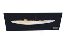 Load image into Gallery viewer, Shamrock Brown/White Painted Half-Hull Model Boat Yacht Handmade
