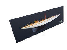 Load image into Gallery viewer, Shamrock Brown/White Painted Half-Hull Model Boat Yacht Handmade
